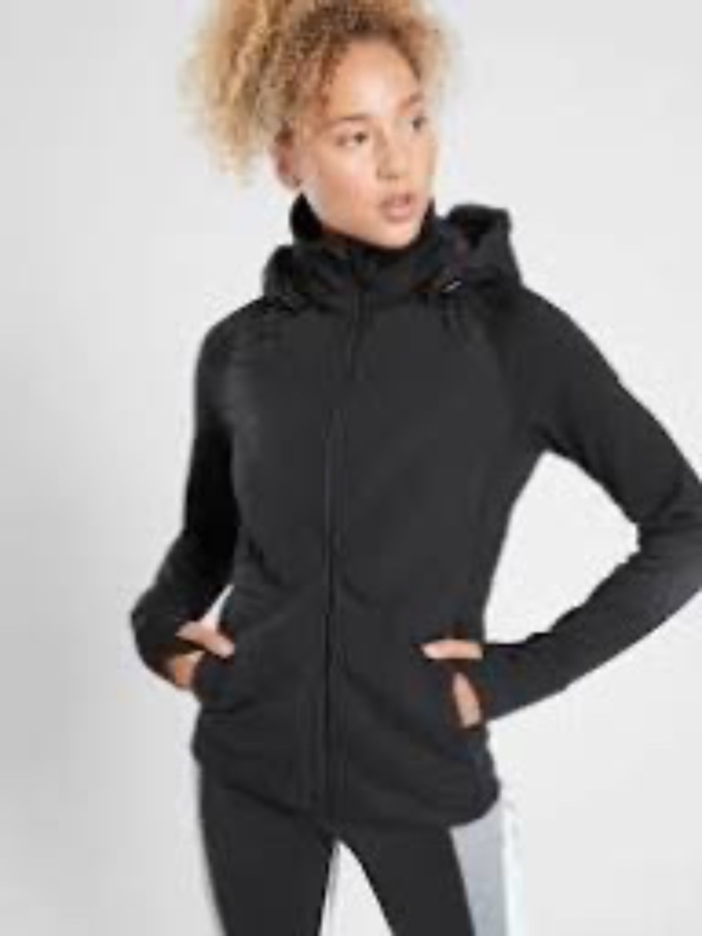 Athleta Black Inlet Jacket Quilted Down Hybrid Full Zip Size XXS